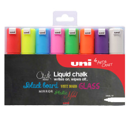 Marker Uni Chalk Scalpello 8 pz. Assortiti