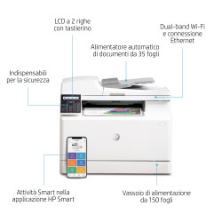 HP Color LaserJet Pro Stampante multifunzione M183fw, Stampa, copia, scansione, fax, ADF da 35 fogli Risparmio energetico Funzio